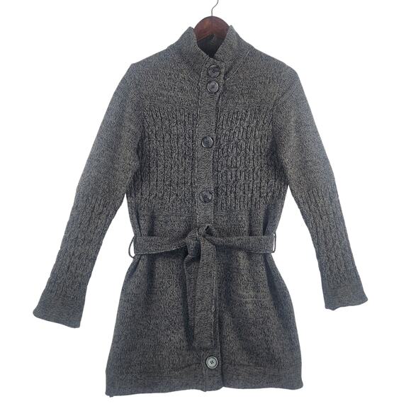The Limited Vintage Gray Knit Cardigan Women’s SZ LG Chunky Knit Belted EUC - Picture 1 of 14